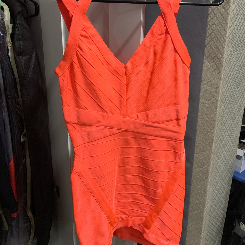 Strappy neon orange dress